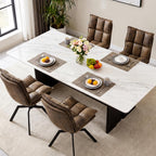 Swivel Dining Chairs Set 2,Mid-Century Modern PU Upholstered with 360°AUTO Swivel Metal Legs,Suitable for Dining Rooms, Living Rooms, and Bedrooms.(Brown)
