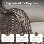 Belord 8 Piece Wicker Patio Furniture Set, Outdoor Swivel Rocker Chairs Set of 4 with Ottomans and Rattan Couch, All Weather Patio Conversation Furniture Set, for Pool,Yard Brown Wicker/Beige