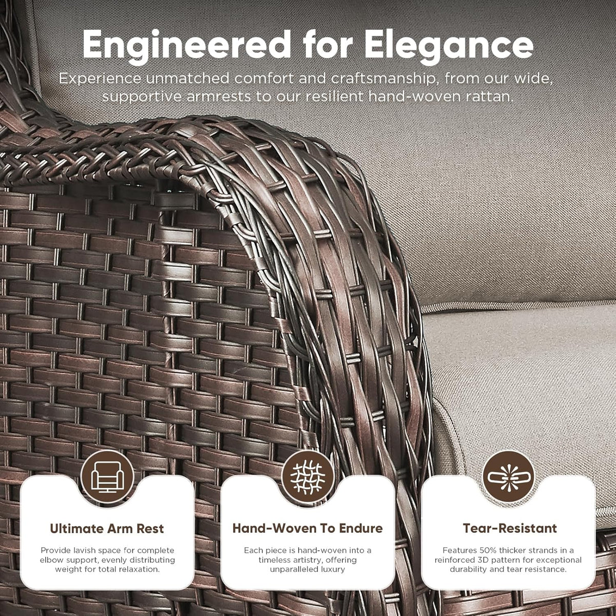 Belord 8 Piece Wicker Patio Furniture Set, Outdoor Swivel Rocker Chairs Set of 4 with Ottomans and Rattan Couch, All Weather Patio Conversation Furniture Set, for Pool,Yard Brown Wicker/Beige