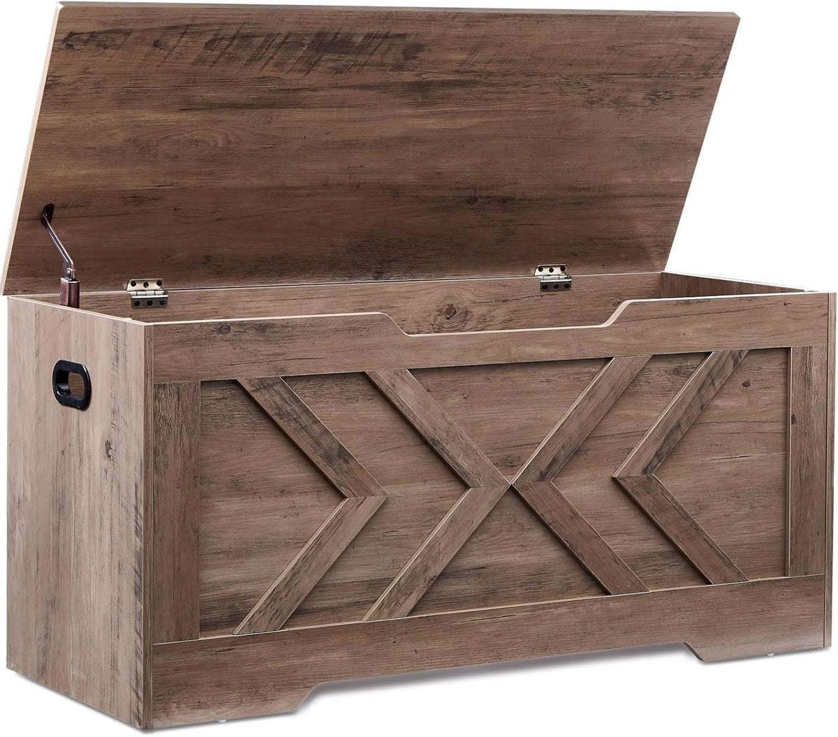 39.4” Storage Bench, Extra Large Entryway Bench with Storage,Storage Chest with 2 Safety Hinges,Blanket Storage,Shoe Storage Chest for Bedroom,Living Room,Easy Assembly. (Greige)