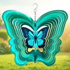 ISEO Butterfly Wind Spinner for Yard and Garden, Hanging Outdoor Decor, Yard Art, Porch and Patio Decorations, Metal Wind Spinners Outdoor, Weather Resistant, 12”