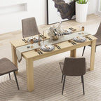 GOFLAME Dining Table for 4-6 People, 63” Modern Kitchen Table with L-Shaped Legs, 330 lbs Weight Capacity, Large Wooden Rectangular Dinner Table for Dining Room, Living Room (Natural)
