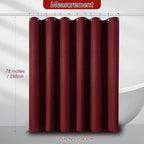 Long Burgundy Fabric Shower Curtain - Waffle Textured Tall Heavy Duty Cloth Shower Curtains for Bathroom, 256GSM Large Hotel Spa Luxury Bath Curtain Set with 12 Hooks(72Wx78H, Burgundy)