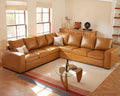 ELUCHANG 113" V-Shaped Modular Sectional Sofa Couch, Modern 7-Seat Premium Faux Leather Deep Seat Sofa with Corner, Removable Cover, Easy Assembly, Large Sofas & Couches for Living Room, Office, Brown
