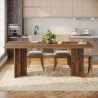Tribesigns Farmhouse Dining Table for 4 to 6 People, 63-inch Rectangle Wooden Kitchen Table with Large Tabletop and Heavy Duty Legs for Dining Room,Kitchen, Distressed Brown