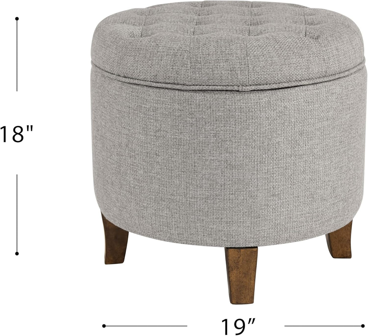 HomePop 19" Button Tufted Round Storage Ottoman - Gray Fabric