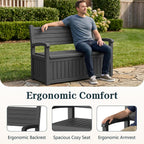 Outdoor Bench with Storage, Waterproof Garden Storage Bench, 100 Gallon Lockable Resin Deck Box, Weatherproof Bench Seating for Patio Yard Cushions Tools, Black