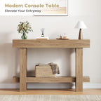 Console Table for Entryway, 47.2" Narrow Farmhouse Sofa Table with Thick Tabletop & Storage Shelf, 2-Tier Modern Wooden Entryway Industrial Table for Hallway, Living Room, Foyer, Behind Couch, Natural