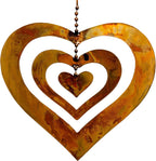 Happy Gardens Hanging Heart Ornament Spinner with a Flamed Finish | Outdoor Heart Decorations for Valentine's Day, Mother's Day | Garden and Backyard Gifts
