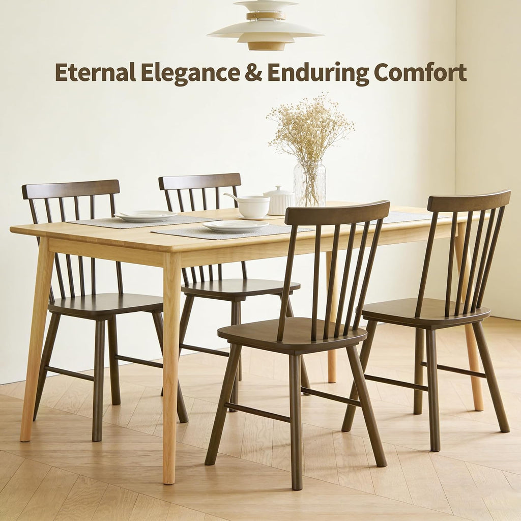 DUHOME Windsor Dining Chairs Set of 2, Farmhouse Mid Century Modern Wooden Spindle Back Kitchen Chairs with Comfortable Seat，Wood Dining Chairs for Dining Room, Living Room & Bistro