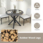 GOFLAME 36” Round Dining Table for 4 People, Wooden Kitchen Table with Intersecting Trestle Legs, Farmhouse Dinner Table for Dining Room, Living Room, Restaurant, Small Space, Dark Grey
