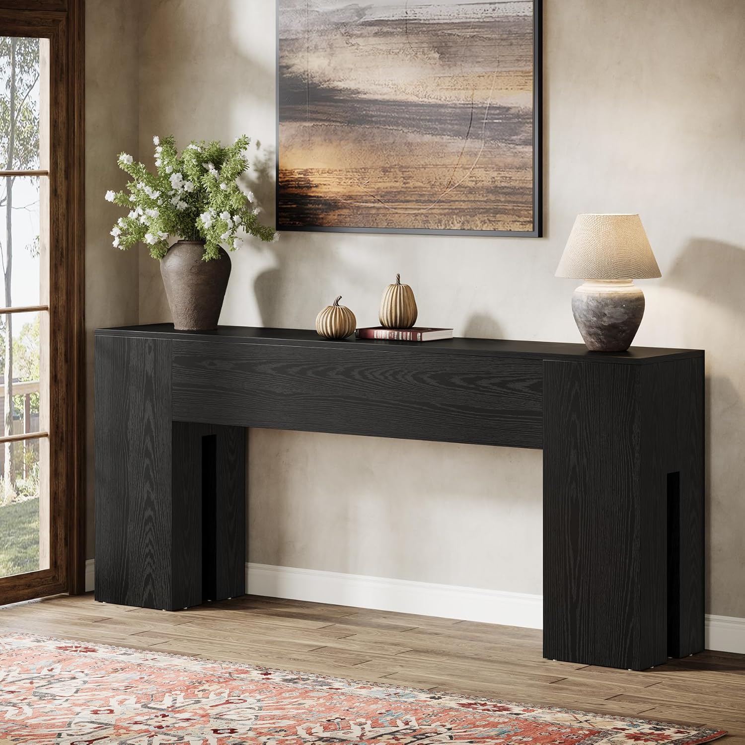 Tribesigns 71-Inch Long Console Table for Entryway, Farmhouse Sofa Console | Wood Entry Table, Console Table for Hallway, Foyer, Living Room, 300 Lb Capacity, Sturdy and Stable, Easy Assembly, Black