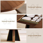 iPormis 43.3in-59in Extendable Round Dining Table for 4-6, Modern Wooden Kitchen Table for Dining Room, Adjustable Size Oval Circle Dinner Tables Furniture for Kitchen Living Room, Walnut Brown