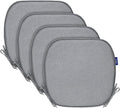 SleepMan Outdoor 17"x16" Chair Cushions with Ties Set of 4, Water Resistant All Weather U-Shape Seat Pads for Patio Garden Furniture Indoor Fade Resistant Patio Cushions (Light Grey)
