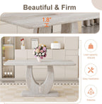 63" Faux Marble Dining Table for 4–6, Modern Rectangular Kitchen Table with U-Shaped Base, Marble Look Dinner Table for Kitchen, Dining Room, Apartment