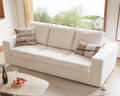 ELUCHANG 85" Modern Couches for Living Room, Natural Linen 3 Seat Sofa, Comfy Deep Seat Sofa, Spring Cushions, Removable Cover, Solid Wood Frame, Easy Assembly Loveseat for Small Space,Apartment,Beige
