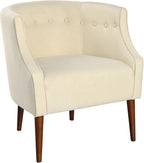 Christopher Knight Home Brandi Mid-Century Modern Fabric Upholstered Accent Chair, Wooden Living Room/Bedroom Comfy Reading Chair, Button Tufted Lounge Chair, Thick-Padded Seat Relaxing Armchair,Beige