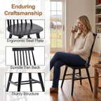 DUHOME Windsor Dining Chairs Set of 6 Wood Dining Room Chair Slat Back Kitchen Room Chair Side Chair (Black, 6 PCS)
