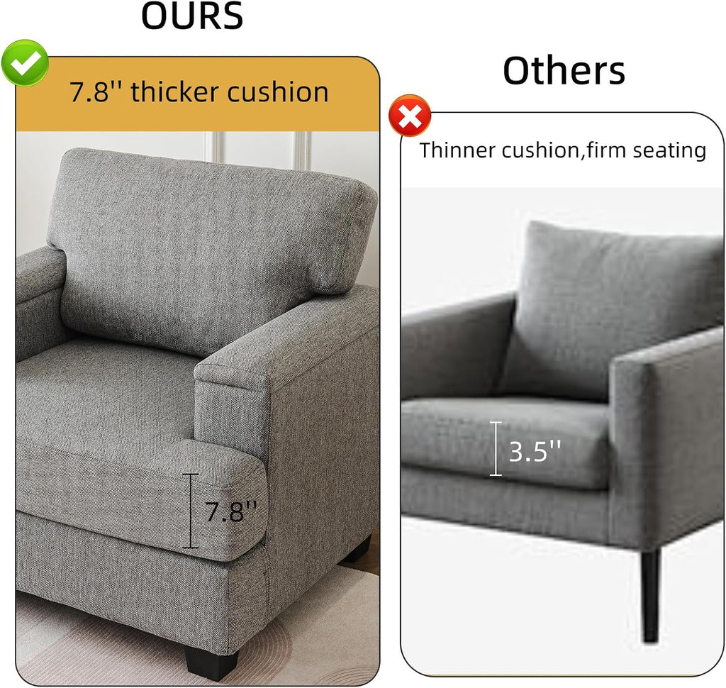 Oversized Accent Chair with Armrest Organizer,Comfy Living Room Chairs with Thick Cushion,Upholstered Armchair with Storage,Big Reading Chair,Sofa Chair for Bedroom,Linen,Dark Gray