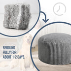 Hobestluk Adult Bean Bag Chair Giant Beanbag with Filling Living Room 3FT | Grey Large Big Oversized Bean Bag Chair Memory Foam Filling Machine Washable Fluffy Cover Bedroom Dorm Reading Gaming