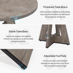 Tribesigns 47 inch Round Dining Table Wood Kitchen Table for Dining Room, 47" Dinner Room Tables for 4-6, Farmhouse Accent Furniture with Wooden Tabletop and Cross Base, Rustic Grey | for Dining Room