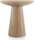 Furniture of America Crambel Modern Solid Rubberwood 20-inch Round End Table with Cone-Shaped Pedestal Base, Living Room Furniture for Small Space, Home Office, Oak Finish