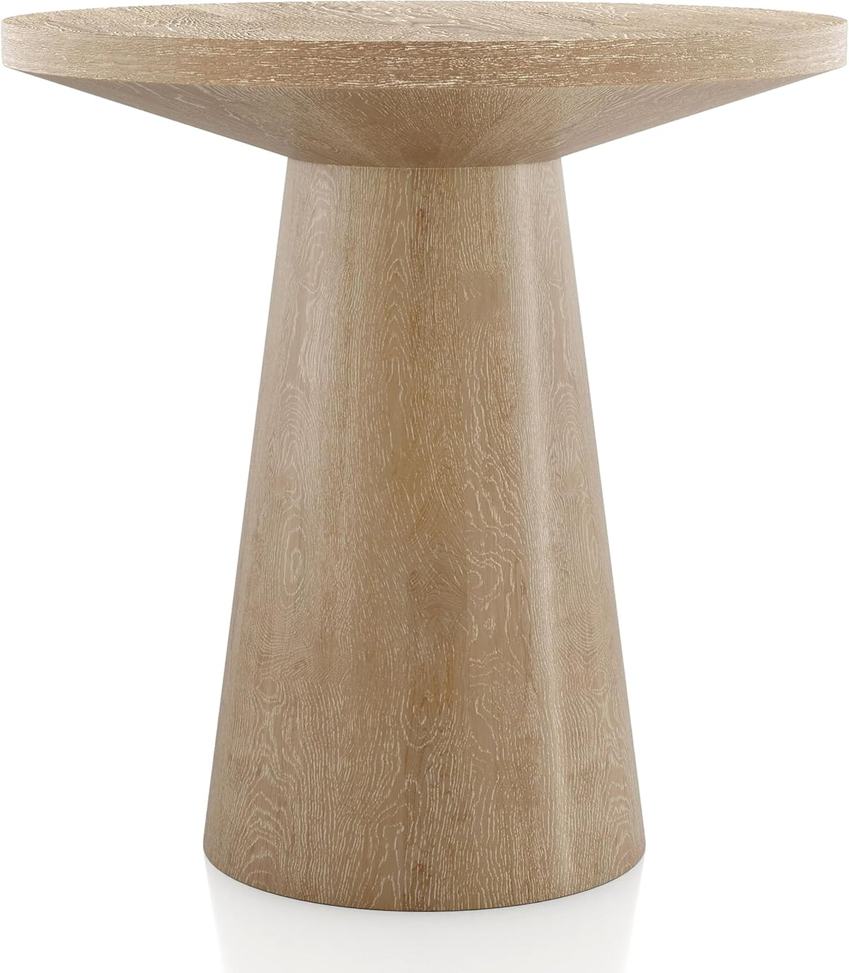 Furniture of America Crambel Modern Solid Rubberwood 20-inch Round End Table with Cone-Shaped Pedestal Base, Living Room Furniture for Small Space, Home Office, Oak Finish