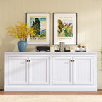 AMERLIFE 72" Farmhouse Sideboard Buffet Cabinet with Barn Doors, Storage Console Table with Adjustable Shelves, Coffee Bar/TV Stand for Living Room, Kitchen, Entryway, White