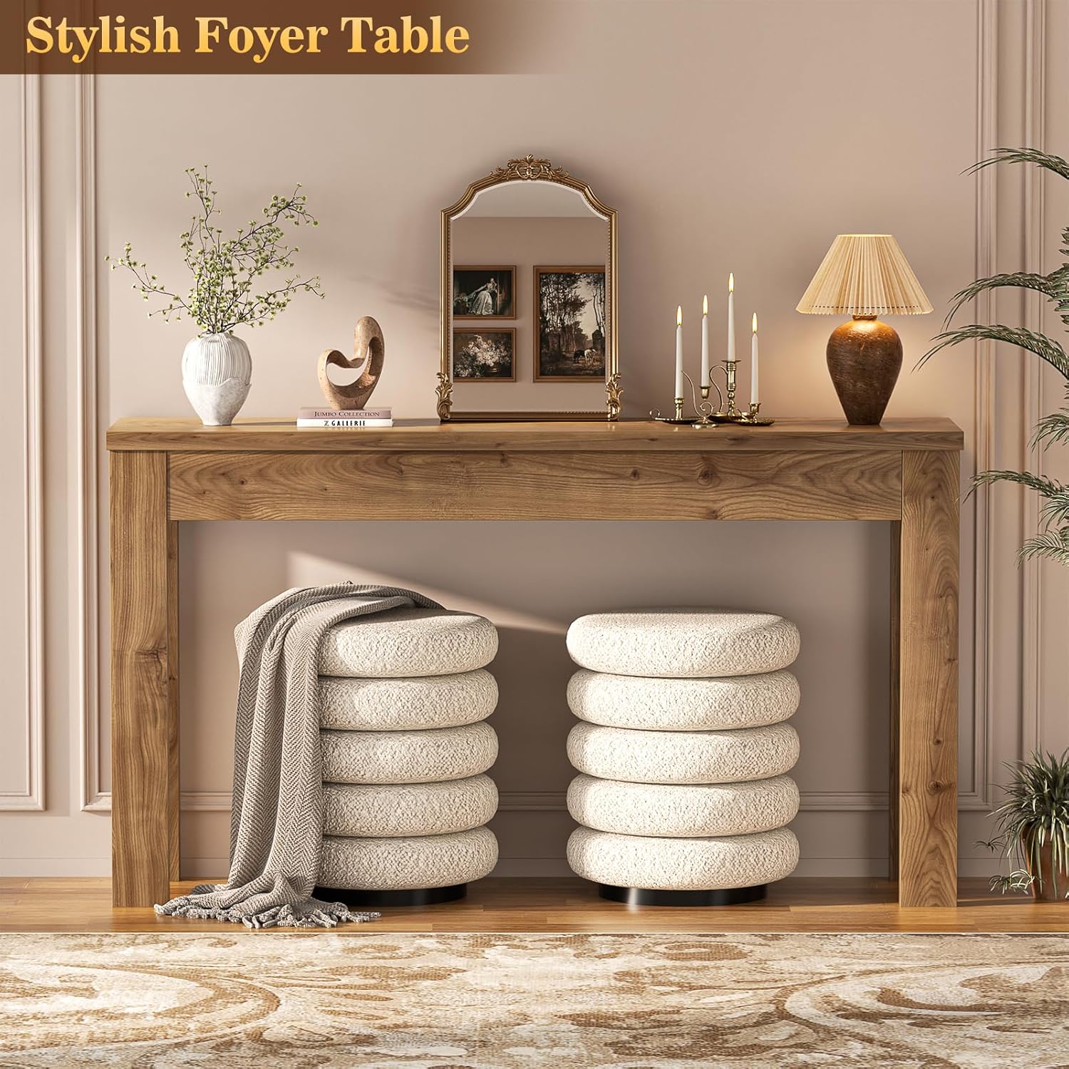 Armocity Console Table for Entryway, 47" Farmhouse Sofa Tables Narrow Long | Entry Way Table Behind Couch, Hallway Table for Entrance, Living Room, Foyer, Brown Oak