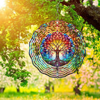 Tree of Life Wind Spinner,3D Frosted Wind Spinners Hanging for Yard and Garden Gift Tree of Life Wind Sculptures,10" Hanging Tree of Life Wind Spinner Made of Tough Steel Plate
