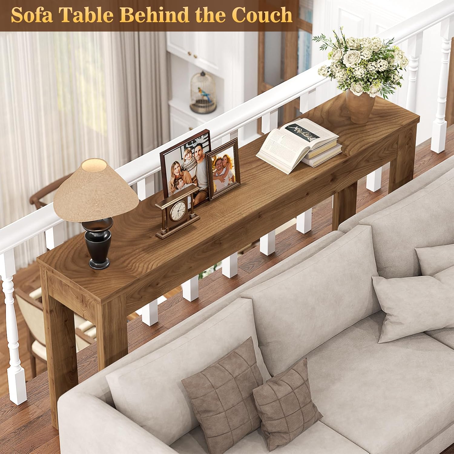 Armocity Console Table for Entryway, 47" Farmhouse Sofa Tables Narrow Long | Entry Way Table Behind Couch, Hallway Table for Entrance, Living Room, Foyer, Brown Oak