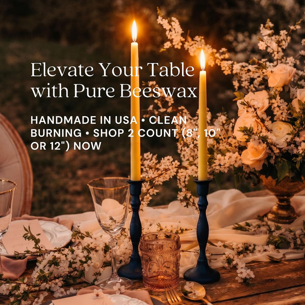 Bluecorn Beeswax Taper Candles, 12 Inch Terracotta, 2 Count | 100% Pure Natural Bees Wax, Clean Burning & Dripless, Fragrance Free, Long Lasting, American Made
