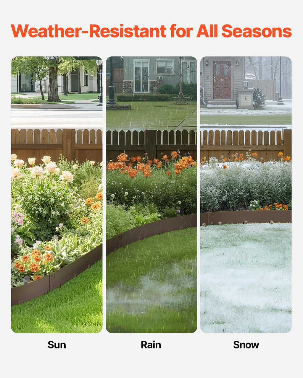 VEVOR Steel Landscape Edging, 5 Packs 39 x 5 in Rust-Resistant Metal Landscape Edging, Bendable Garden Edging Border, Heavy Duty Lawn Edging, Easy-to-Install, Flower Bed Yard Pathway Divider Brown