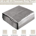 Yescom 30x40FT 14 Mil Heavy Duty Reinforced Poly Tarp Reversible Waterproof Tarpaulin Ground Sheet Cover Reversible Silver Black Tarps