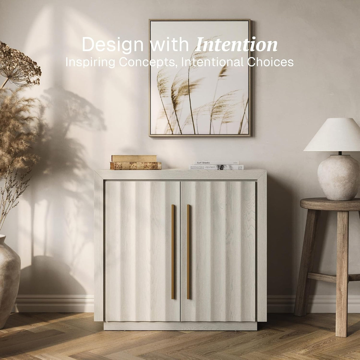 BELLEZE 36" Libra Sideboard Buffet Cabinet - White Sand