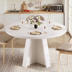 iPormis 47-Inch Round Dining Table for 4-6 People, Modern Wooden Kitchen Table for Dining Room, Farmhouse Circle Dinner Tables Furniture for Kitchen Living Room, White