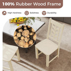 GIANTEX Wooden Dining Chairs Set of 2, Kitchen Chair w/Rubber Wood Frame & Leaf-Shaped High Back, Max Load 400 LBS, Farmhouse Armless Dinette Side Chairs for Living Room Restaurant, Cream White