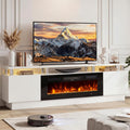 70" Fireplace TV Stand for TVs UP to 80", Electric Fireplace Entertainment Center with LED Lights & Storage Cabinets, TV Console for Living Room, Office, White-Black