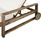 Merax Acacia Wood Outdoor Daybed Sofa, Farmhouse Patio Sun Lounger with Adjustable Backrest, High-Density Cushions & Removable Wheels, Weather Resistant for Garden, Poolside, Backyard, Beige
