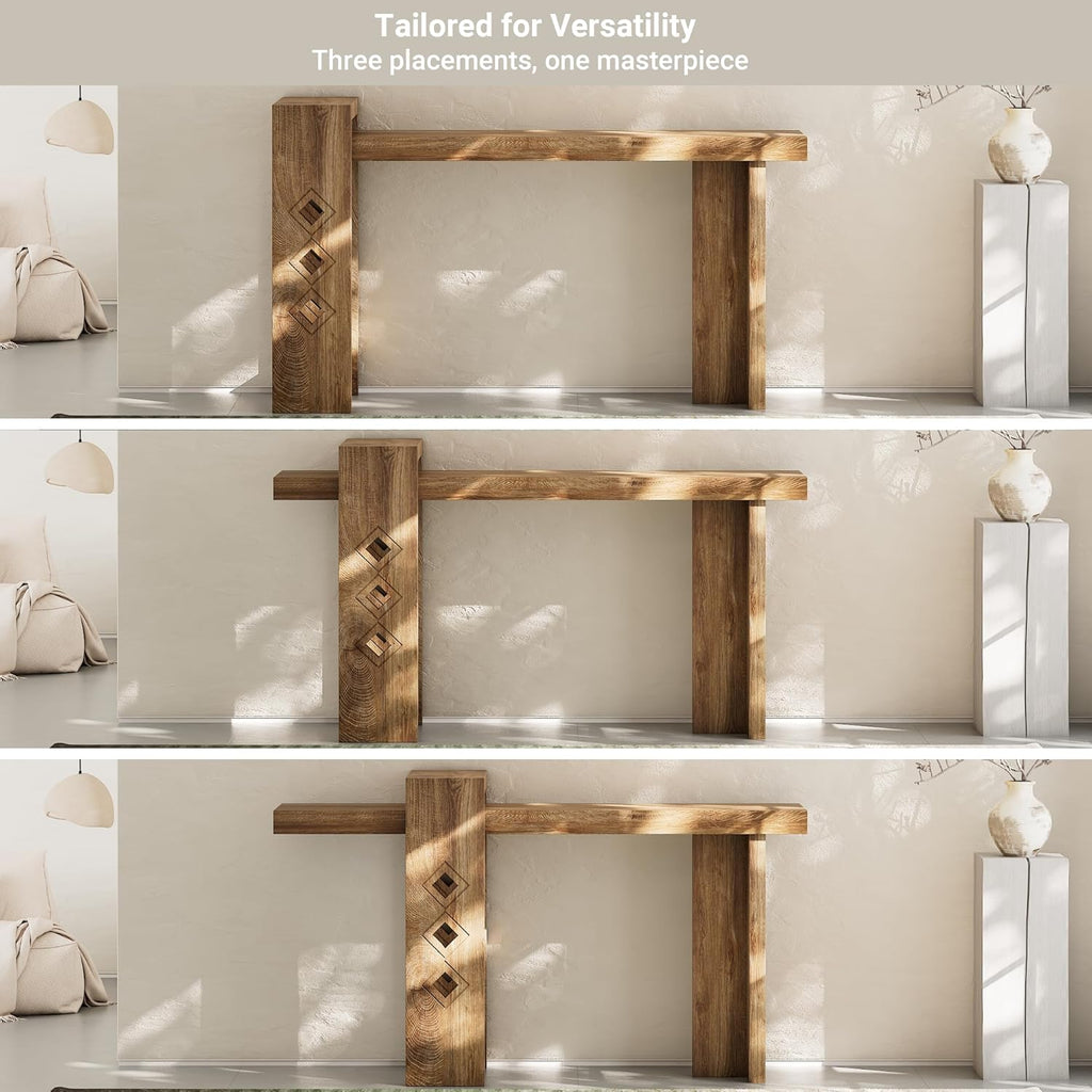 S.E.C.D Modern Console Table for Entryway, 63-Inch Floating Visual Entrance Sofa Table, Wood Hall Table for Living Room, Foyer, Hallway, Natural Oak