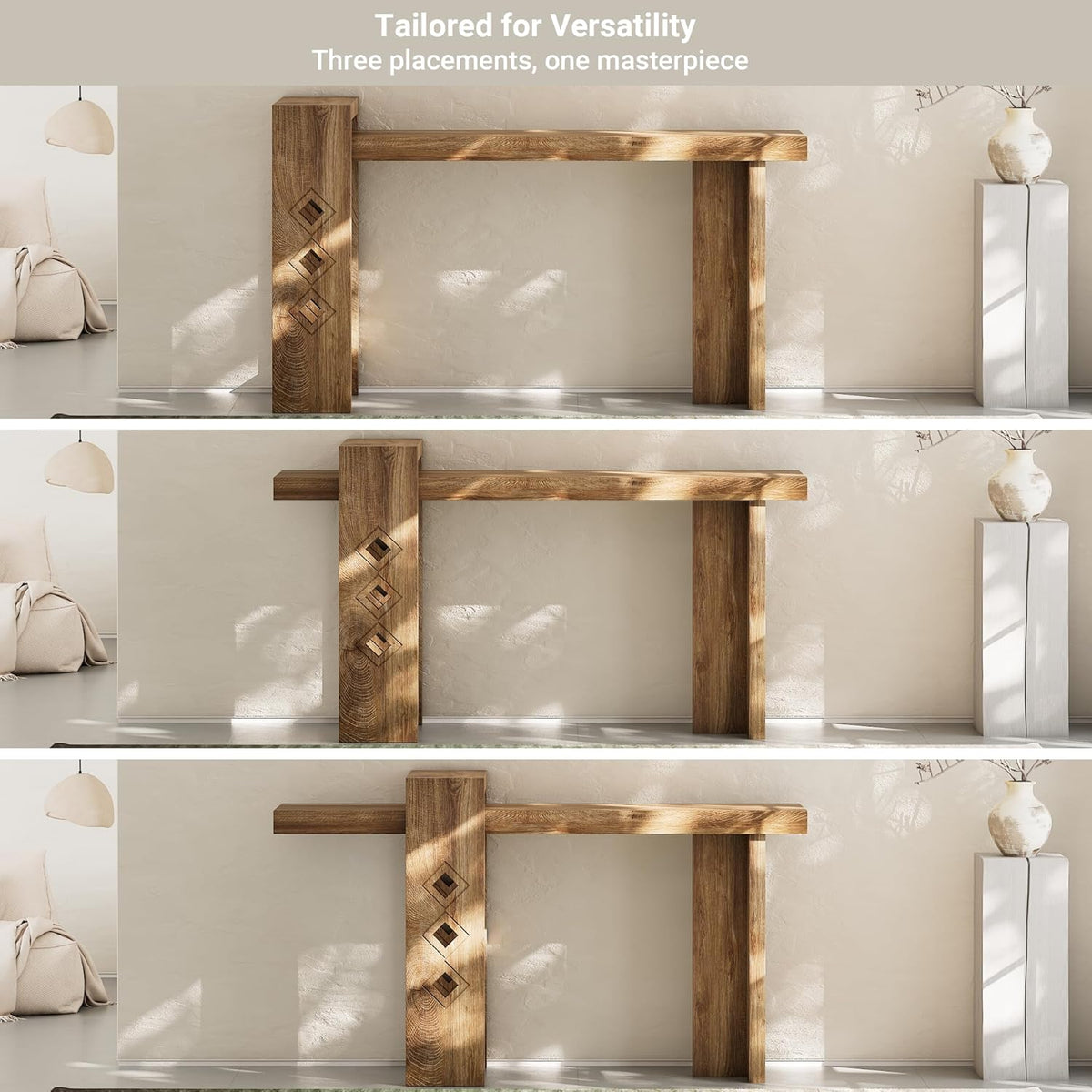 S.E.C.D Modern Console Table for Entryway, 63-Inch Floating Visual Entrance Sofa Table, Wood Hall Table for Living Room, Foyer, Hallway, Natural Oak