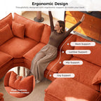 ELUCHANG 114" Oversized Modular Sectional Sofa, Comfy Chenille Cloud Couch, 7-Seater V Shaped Modern Deep Seat Sofa w/Removable Covers for Living Room, Bedroom, DIY Combination - Terracotta