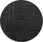 20" Sturdy Metal Frame Nesting Coffee Table, Boo Coffee Table with Embossed Tribal Pattern, Nesting Side Tables with Mango Wood top for Modern Indoor Spaces, Black