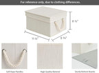 StorageWorks Storage Bins with Lids, Decorative Storage Boxes with Lid and Soft Rope Handles, Foldable Storage Baskets for Closet, Shelves, Stackable, Mixing of Beige, White & Ivory, Medium, 3-Pack