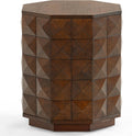 SAFAVIEH Couture Collection - Patty Walnut Accent Table, Octagonal Side Table, Carved Design, Fully Assembled (SFV7252B)