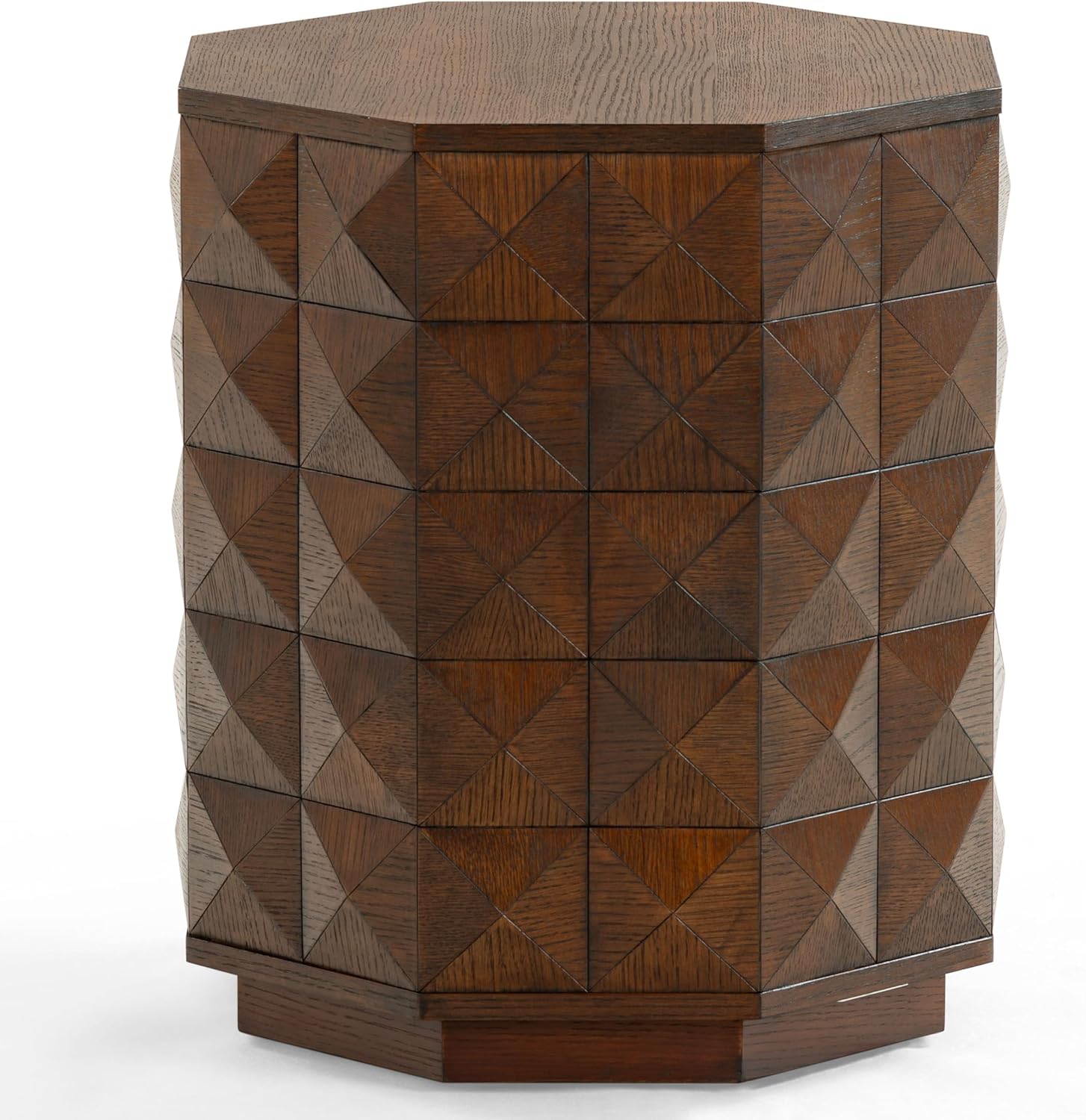 SAFAVIEH Couture Collection - Patty Walnut Accent Table, Octagonal Side Table, Carved Design, Fully Assembled (SFV7252B)