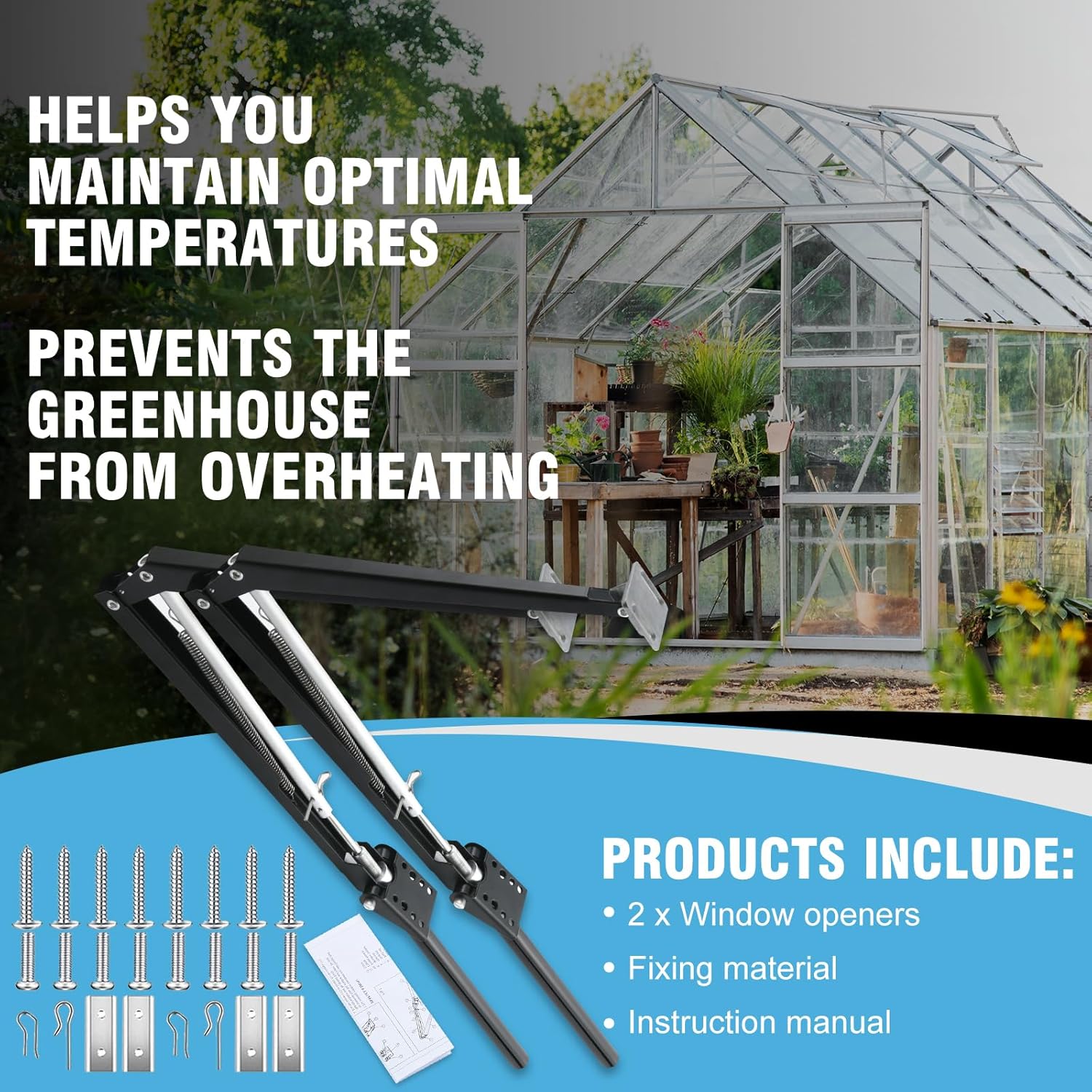 CHANGE MOORE Auto Vent Opener Automatic Greenhouse 2Pack Window Opener Roof Vent Opener Auto Vent Kit Sensitive Gardening Tools Automatic Greenhouses Supplies (Single Spring Up to 33lbs)