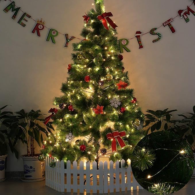 Battery Operated Starry Lights - 18FT 50 Micro LEDs, Warm White, Waterproof, Christmas Tree, Wreath, DIY Wedding