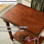 YUNMUAIR-2-Tier Side Table,Vintage Rectangle Sofa Side Tables,Mid Century Accent Bedside Tables with Shelf,Solid Wood End Table for Living Room Bedroom