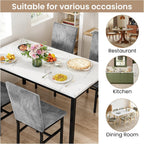 Hooseng Dining Room Table Set 5 Piece Dining Table Set Marble Dining Table 4 Chair Dining Table Set for Kitchen Living Room Breakfast Small Spaces (White & Grey)
